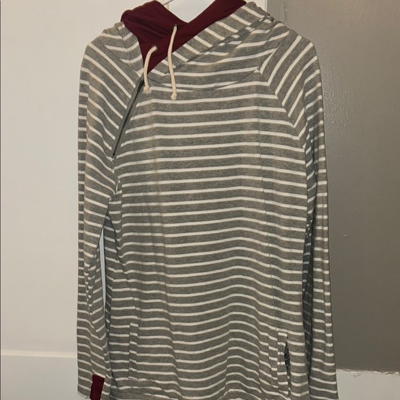 Vanilla Bay Gray Striped Hoodie- XL - Picture 1 of 6